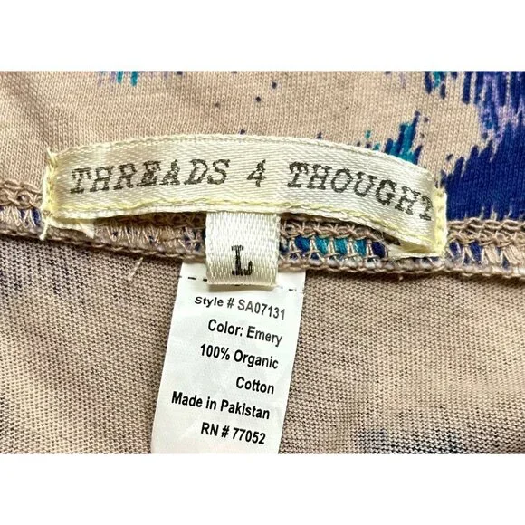 Threads‎ 4 Thought Organic Cotton Y2K High-Low Skirt Sz L Painterly Floral Print - Picture 5 of 6